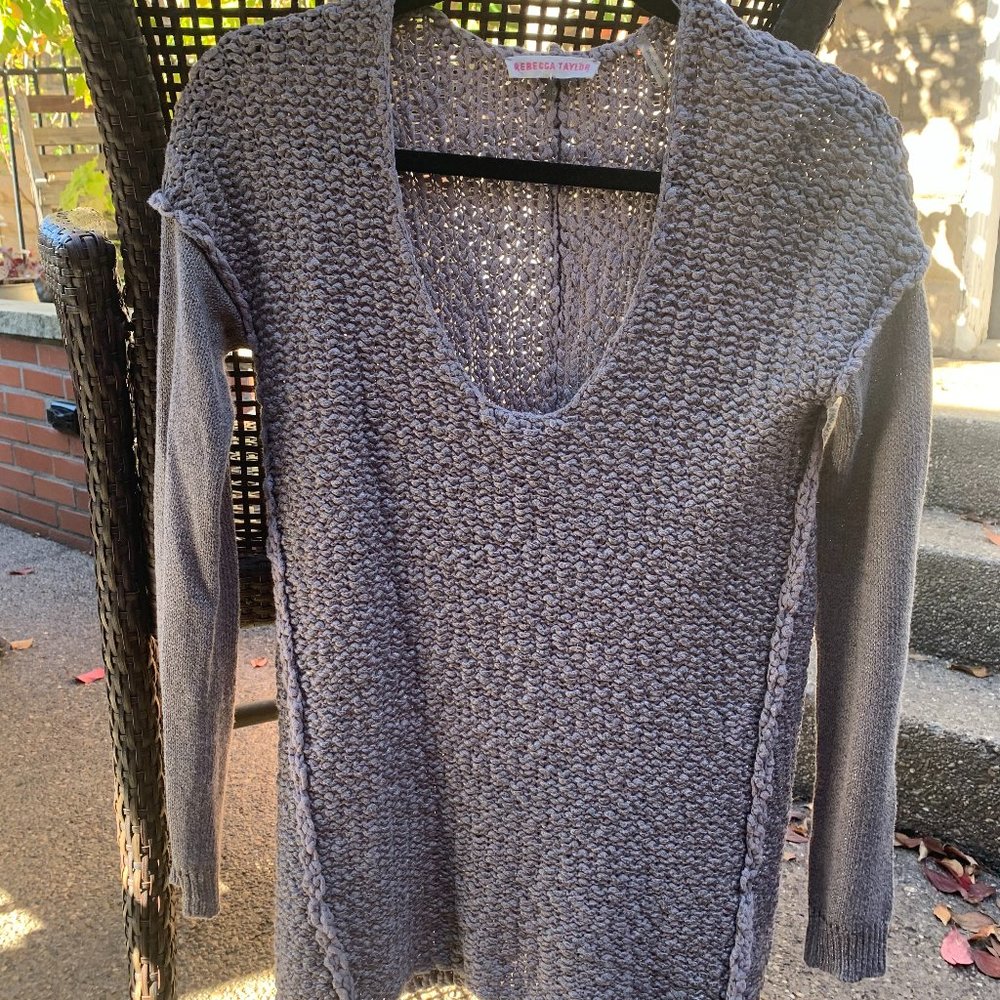 Rebecca Taylor metallic cotton sweater v-neck